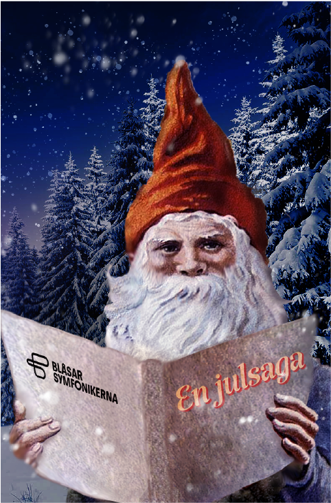 En tomte läser en julsaga