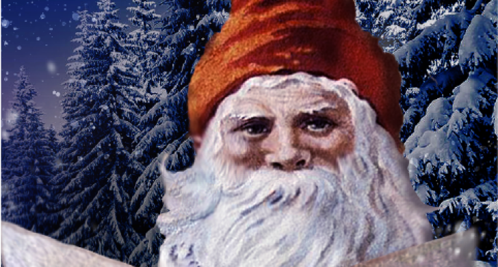 En tomte läser en julsaga